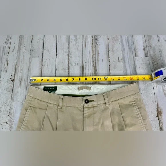 Orvis Pants Mens 34x29.5 Pleated Golf Straight Leg Casual Tan - Picture 7 of 11